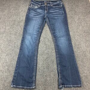 Ariya Jeans Womens 13/14 Dark Wash Bootcut Thick Stitch Embellished Y2K Denim